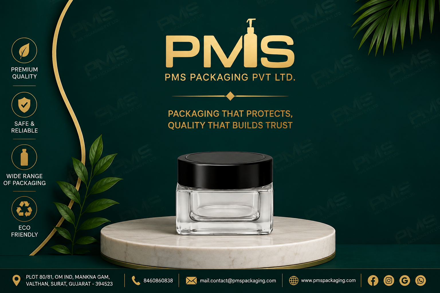 15gm Square Acrylic Jar With Black Cap with Inner