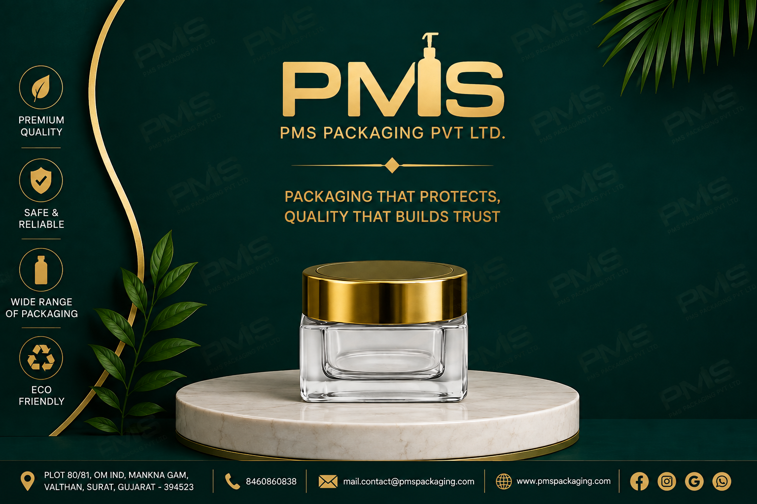 15gm Square Acrylic Jar With Golden Cap with Inner