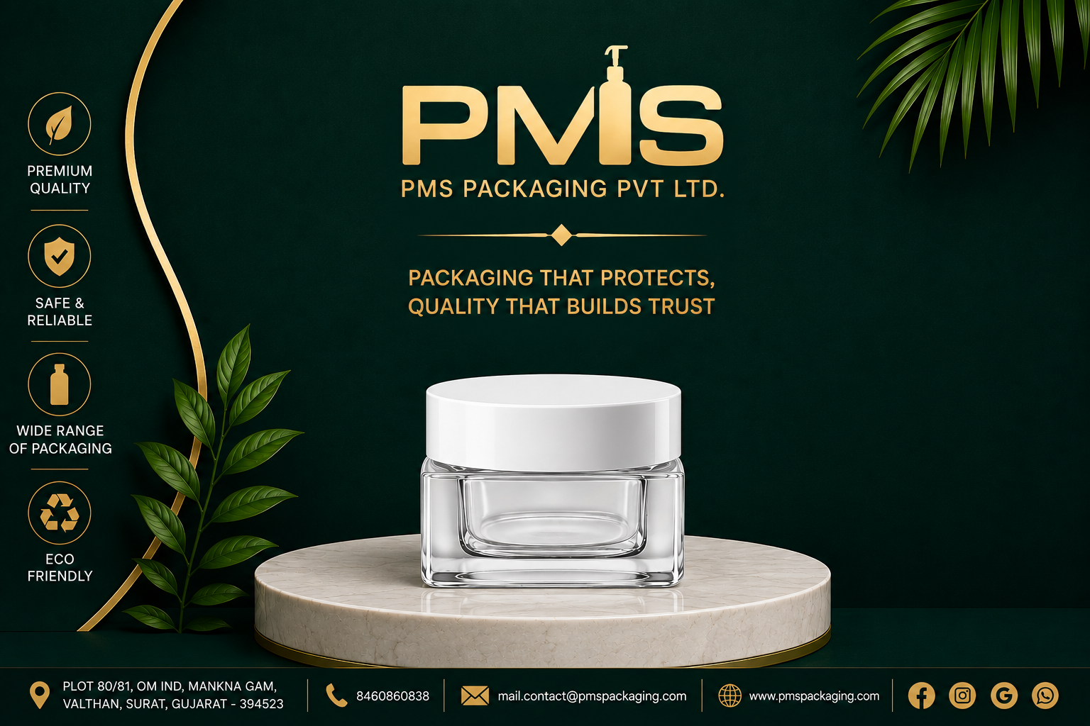 15gm Square  Acrylic Jar With White Cap with Inner
