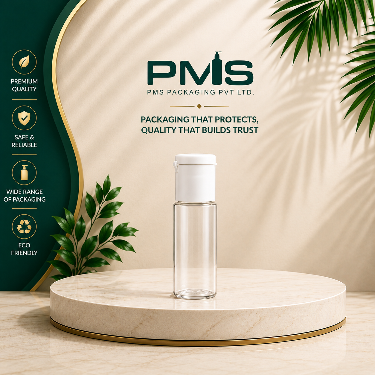 15ml  PET Cylinder Transprent 19MM Neck Round Bottle With White Fliptop Cap