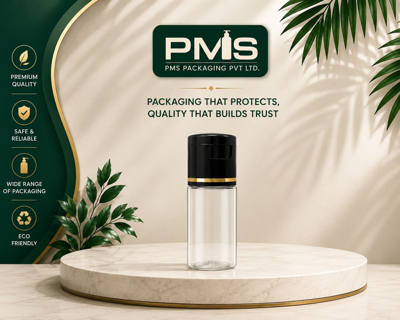 15ml  PET Cylinder Transprent 19MM Neck Round Bottle 19MM Black Fliptop With Golden Ring Cap